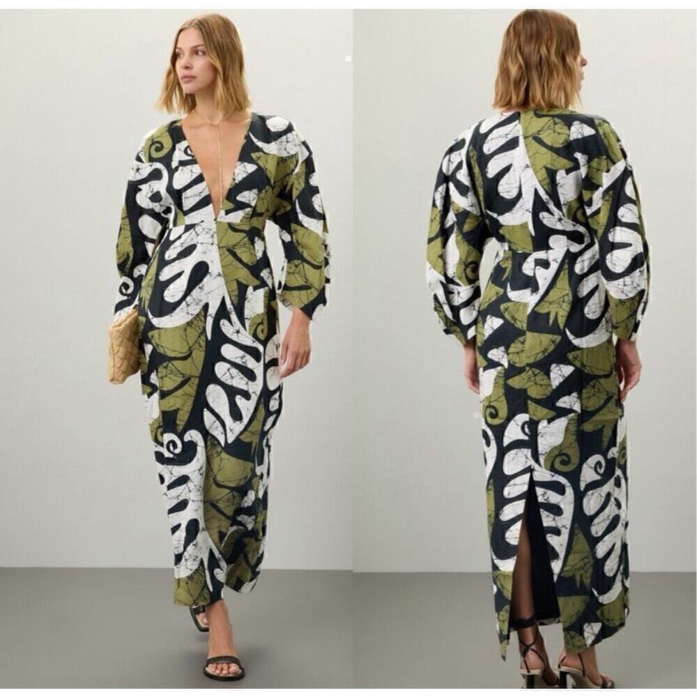 B39 Mara Hoffman Irina Maxi Dress‎ Womens 2 V Neck Boho Resort Tropical